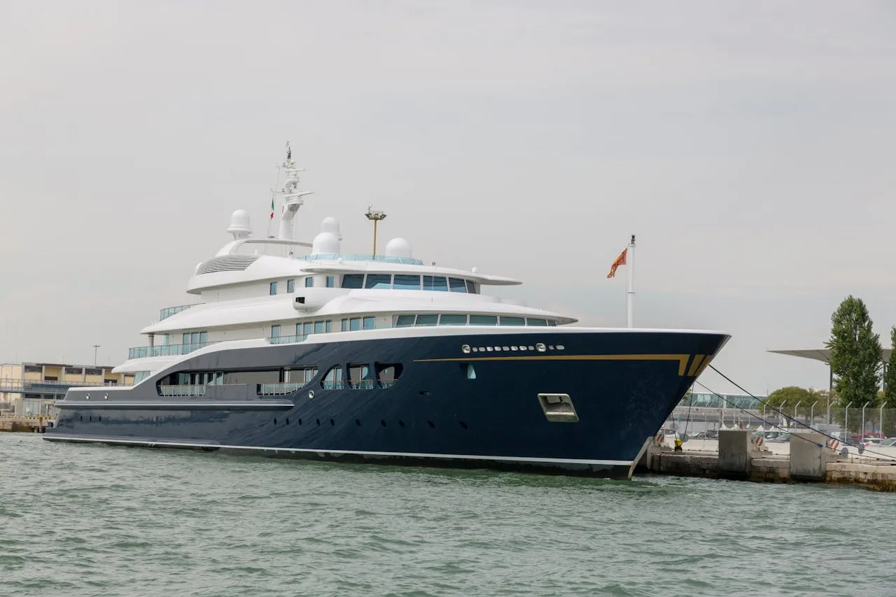 The yacht is on the sea.